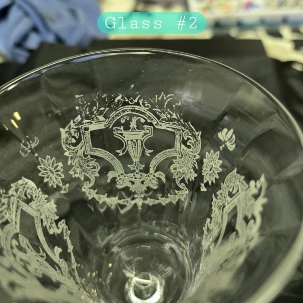 3 Morgantown Glass Co's Virginia Cordial Etched in Clear Wine/Water Glass - Picture 9 of 16
